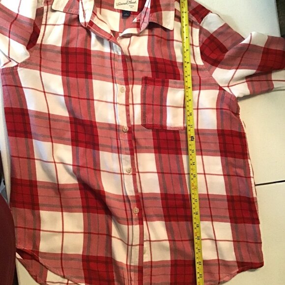 Universal Thread Womens Red & White Plaid Long Sleeve Button-Up Shirt Size S - Picture 6 of 7
